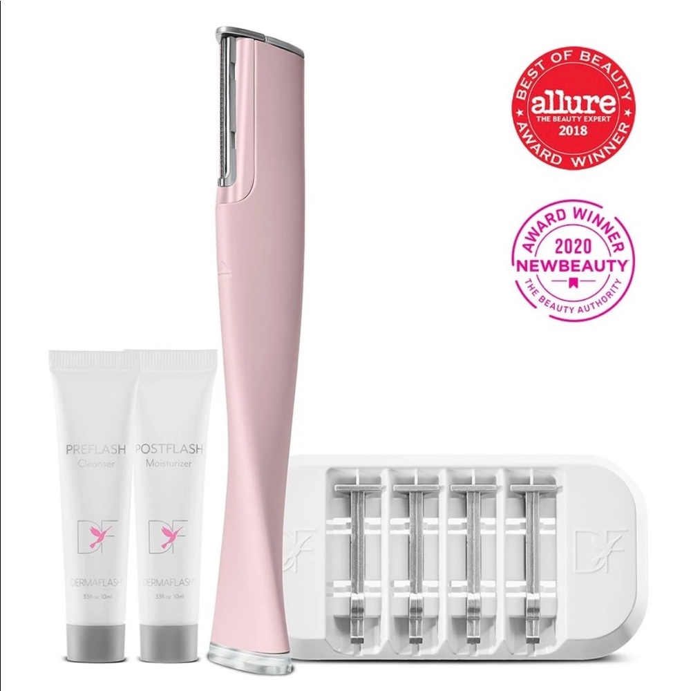 Dermaplaning Facial Exfoliator - Pink Precision Tool with Replacement Blades